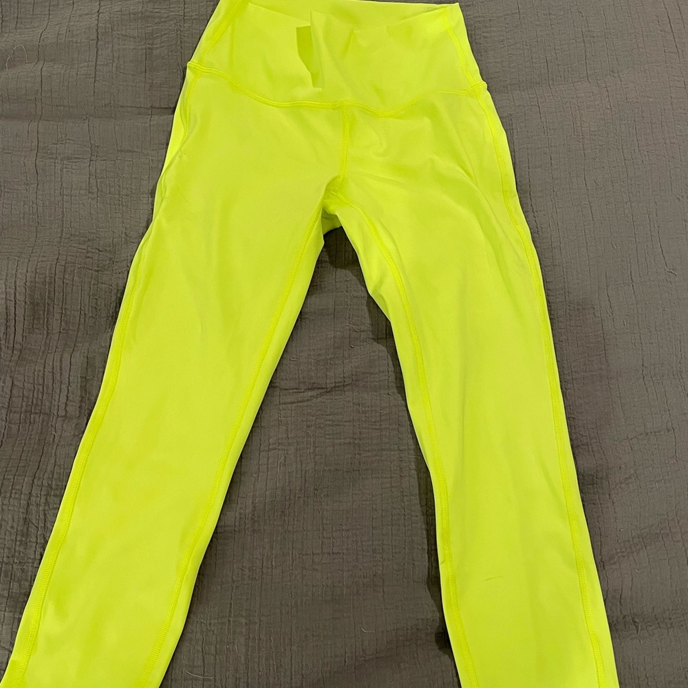 Neon yellow wunder under lululemon